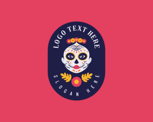 Mexican Catrina Skull Logo