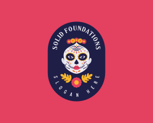 Mexican Catrina Skull Logo