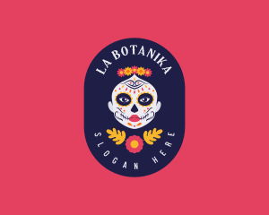 Mexican Catrina Skull logo design