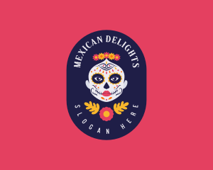 Mexican Catrina Skull logo design