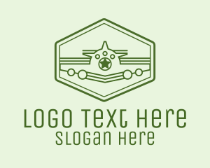 Pilot Training - Green Monoline  Plane logo design