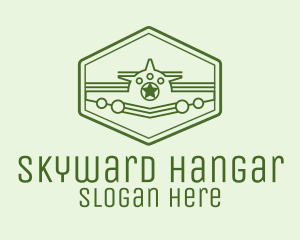 Hangar - Green Monoline  Plane logo design