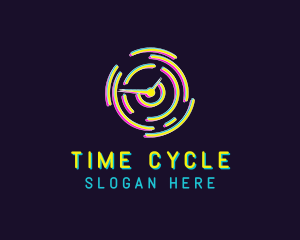 Neon Clock Time logo design