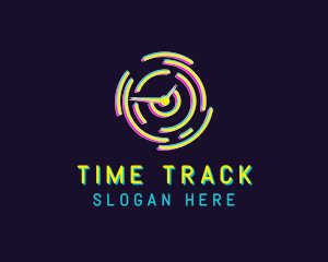 Neon Clock Time logo design