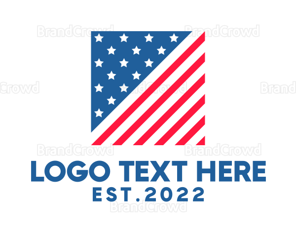 USA American Flag Square Logo