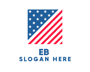 USA American Flag Square Logo
