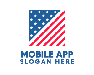 USA American Flag Square Logo