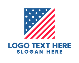 USA American Flag Square Logo