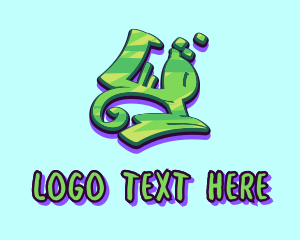 Music Label - Green Graffiti Art Number 4 logo design