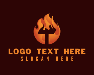 Flaming - Industrial Fire Letter T logo design