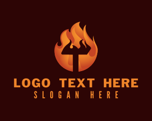 Torch - Industrial Fire Letter T logo design