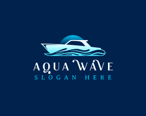 Speedboat Sea Wave logo design