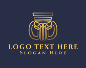 Pillar - Gold Pedestal Column logo design