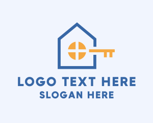 Protection - Geometric House Key logo design