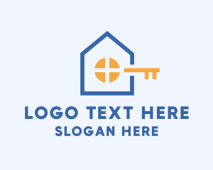 Unlock - Geometric House Key logo design