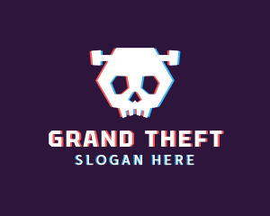 Cyber Glitch Skull Logo