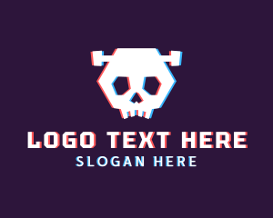 Gamer - Cyber Glitch Skull logo design