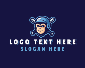 Little League - Monkey Baseball Bat logo design