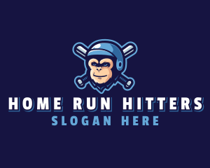 Baseball - Monkey Baseball Bat logo design