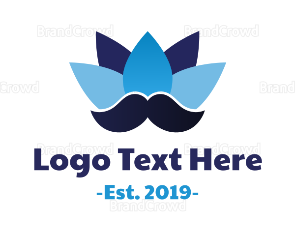 Blue Lotus Mustache Logo