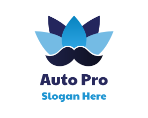 Blue Lotus Mustache Logo