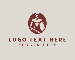 Strong - Spartan Warrior Shield logo design