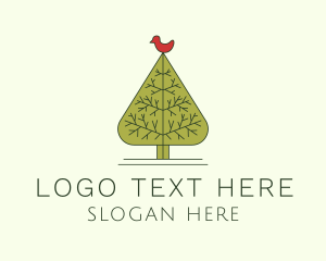 Pine Tree - Bird Christmas Tree logo design