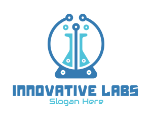 Lab Flask Circuit logo design