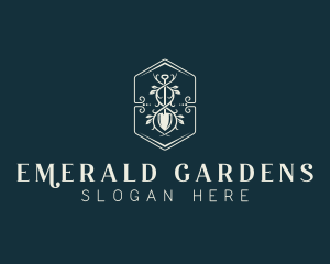 Shovel Gardening Lawn logo design