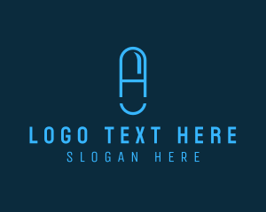 Prescription Drug - Blue Capsule Letter A logo design