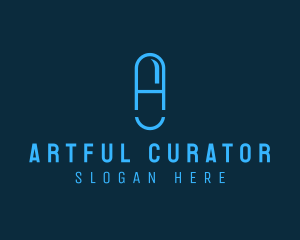 Blue Capsule Letter A logo design