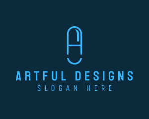 Blue Capsule Letter A logo design