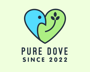 Nature Heart Dove logo design