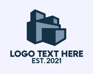 Factory - Blue Blocks Storage logo design