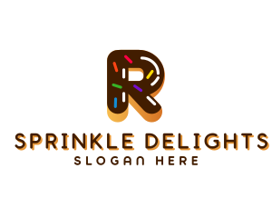 Sprinkle - Chocolate DonutLetter R logo design