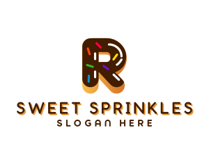 Sprinkles - Chocolate DonutLetter R logo design