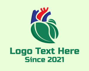 Cardio - Organic Heart Leaf logo design