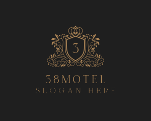 Gold Royal Shield Hotel logo design