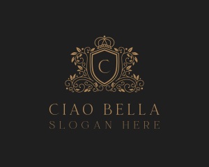 Gold Royal Shield Hotel logo design