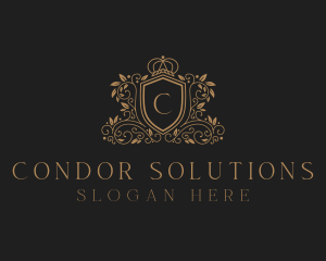 Gold Royal Shield Hotel logo design