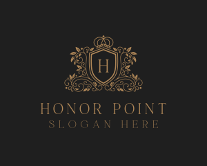 Gold Royal Shield Hotel logo design