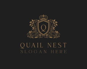 Gold Royal Shield Hotel logo design