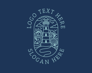 Ocean - Ocean Coastal Lighthouse logo design