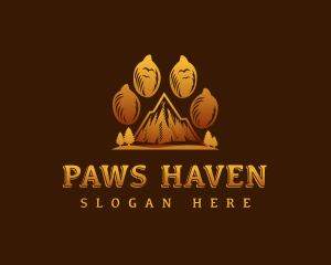 Mountain Wildlife Paw logo design