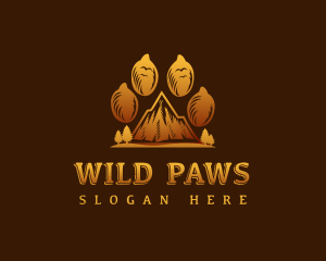 Mountain Wildlife Paw logo design