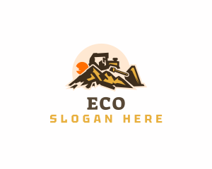 Heavy Equipment - Bulldozer Mountain Construction logo design