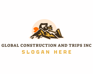 Excavation - Bulldozer Mountain Construction logo design