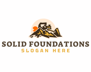 Backhoe - Bulldozer Mountain Construction logo design