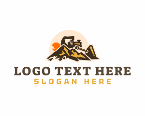 Backhoe - Bulldozer Mountain Construction logo design