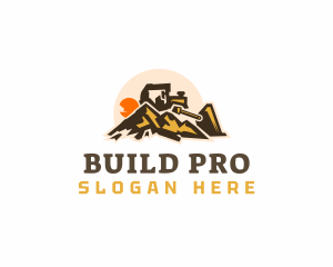 Construction - Bulldozer Mountain Construction logo design